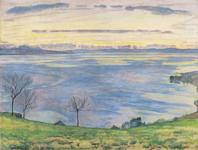 Meer van Genève in de avond vanuit Chexbres door Ferdinand Hodler